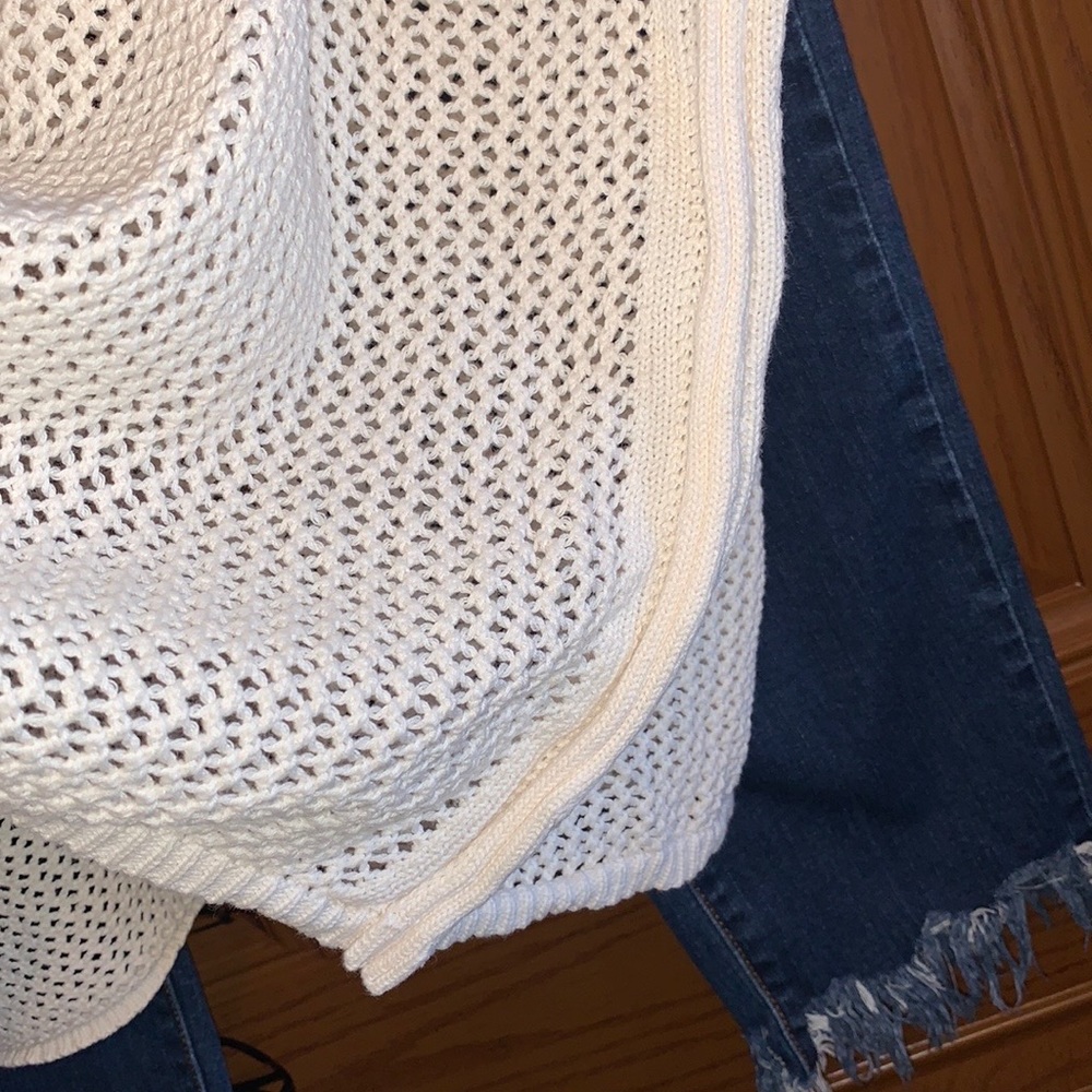 Lane Bryant Cotton Crochet Open Knit Boxy V-Neck Batwing Short Sleeve Poncho Top - Picture 9 of 16